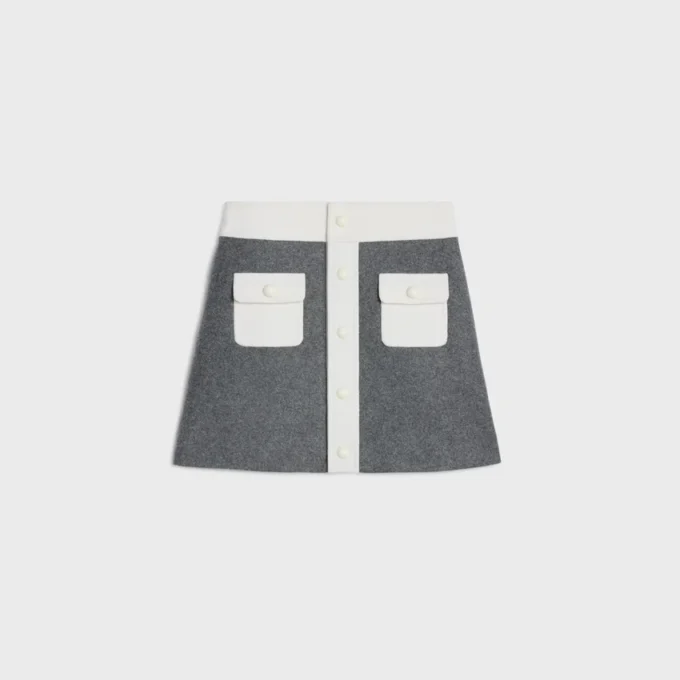 Trapeze Mini Skirt in Wool Cloth