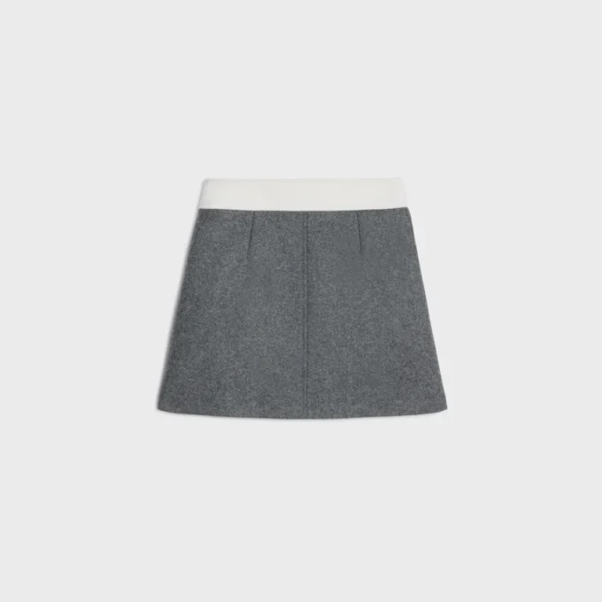 Trapeze Mini Skirt in Wool Cloth