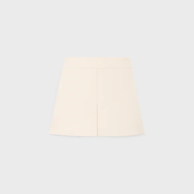 Trapeze Mini Skirt in Wool Silk Gabardine