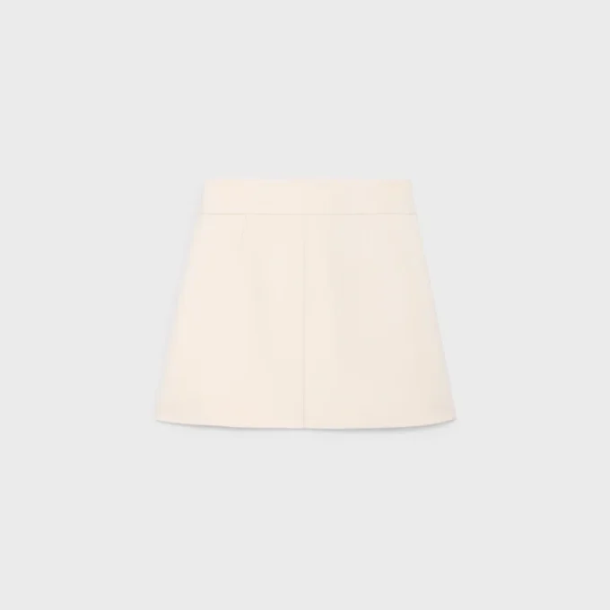 Trapeze Mini Skirt in Wool Silk Gabardine