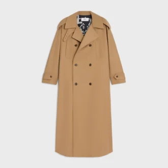 Trench Coat in Cotton and Wool Gabardine