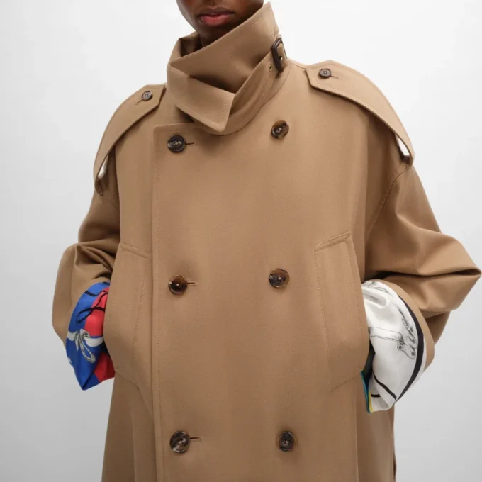 Trench Coat in Cotton and Wool Gabardine Trench Coat in Cotton and Wool Gabardine