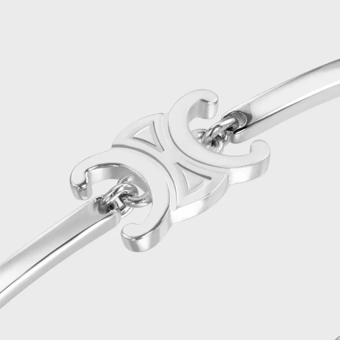 Triomphe Articulated Bracelet in Brass with Rhodium Finish Triomphe Articulated Bracelet in Brass with Rhodium Finish