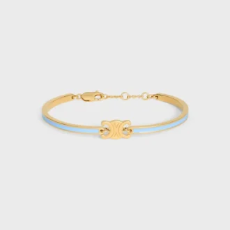 Triomphe Articulated Bracelet in Enamel and Brass with Gold Finish