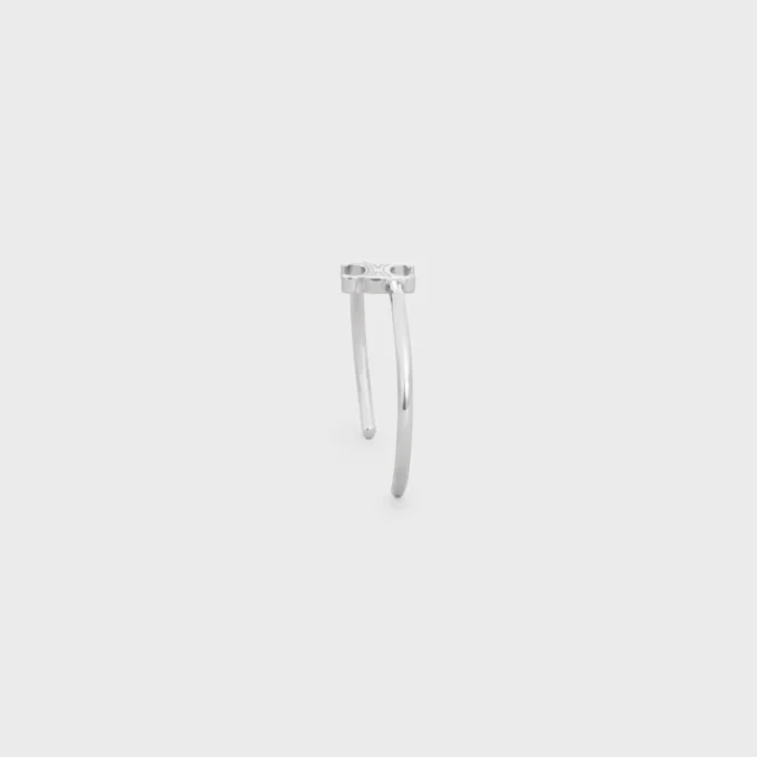 Triomphe Asymmetric Cuff in Brass with Rhodium Finish Triomphe Asymmetric Cuff in Brass with Rhodium Finish
