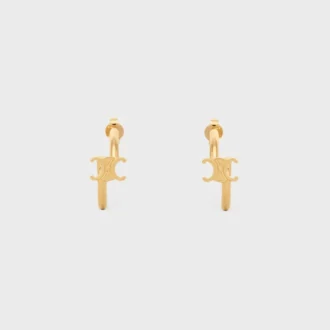 Triomphe Asymmetric Hoops in Brass with Gold Finish