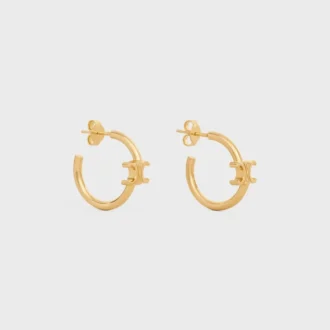Triomphe Asymmetric Hoops in Brass with Gold Finish