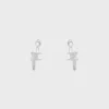 Triomphe Asymmetric Hoops in Brass with Rhodium Finish Triomphe Asymmetric Hoops in Brass with Rhodium Finish