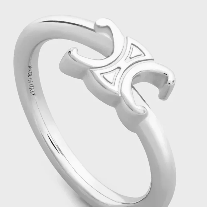 Triomphe Asymmetric Ring in Brass with Rhodium Finish Triomphe Asymmetric Ring in Brass with Rhodium Finish