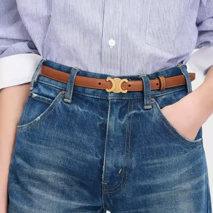Triomphe Belt 18Mm in Natural Calfskin Triomphe Belt 18Mm in Natural Calfskin