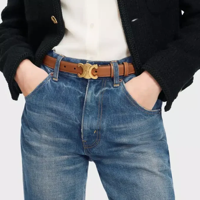 Triomphe Belt 25Mm in Natural Calfskin Triomphe Belt 25Mm in Natural Calfskin