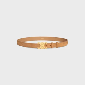 Triomphe Belt 25Mm in Suede Calfskin
