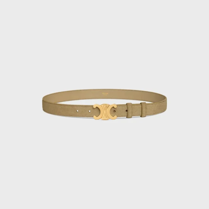 Triomphe Belt 25Mm in Suede Calfskin