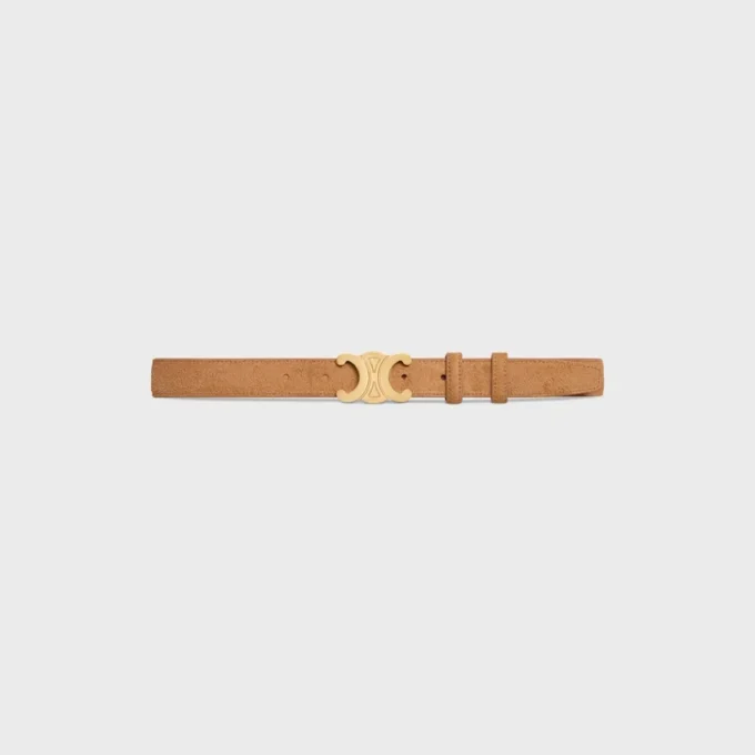 Triomphe Belt 25Mm in Suede Calfskin