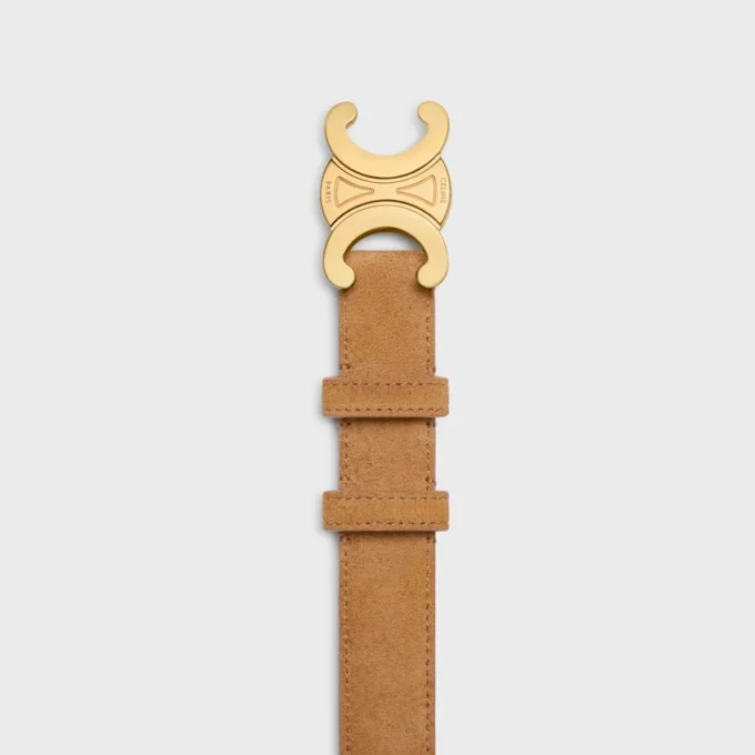 Triomphe Belt 25Mm in Suede Calfskin