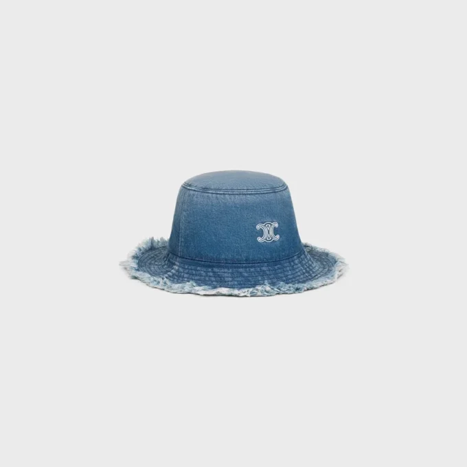 Triomphe Bucket Hat in Cotton Denim Triomphe Bucket Hat in Cotton Denim