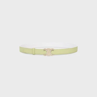Triomphe Buckle in Brass with Strass & Reversible Strap 25Mm in Smooth and Grained Calfskin