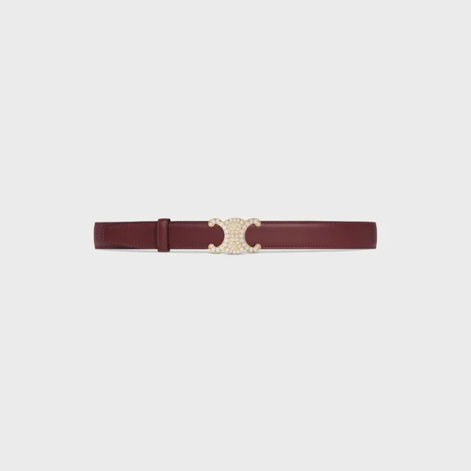 Triomphe Buckle in Brass with Strass & Reversible Strap 25Mm in Smooth and Grained Calfskin Triomphe Buckle in Brass with Strass & Reversible Strap 25Mm in Smooth and Grained Calfskin