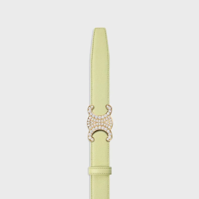 Triomphe Buckle in Brass with Strass & Reversible Strap 25Mm in Smooth and Grained Calfskin Triomphe Buckle in Brass with Strass & Reversible Strap 25Mm in Smooth and Grained Calfskin