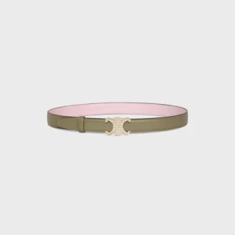 Triomphe Buckle in Brass with Strass & Reversible Strap 25Mm in Taurillon
