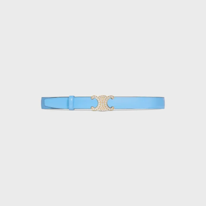 Triomphe Buckle in Brass with Strass & Reversible Strap 25Mm in Taurillon Triomphe Buckle in Brass with Strass & Reversible Strap 25Mm in Taurillon