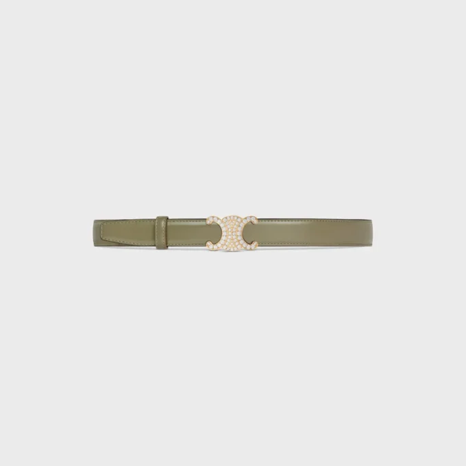 Triomphe Buckle in Brass with Strass & Reversible Strap 25Mm in Taurillon Triomphe Buckle in Brass with Strass & Reversible Strap 25Mm in Taurillon