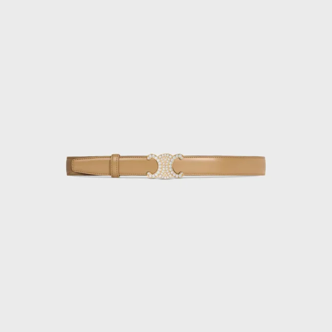 Triomphe Buckle in Brass with Strass & Reversible Strap 25Mm in Taurillon Triomphe Buckle in Brass with Strass & Reversible Strap 25Mm in Taurillon