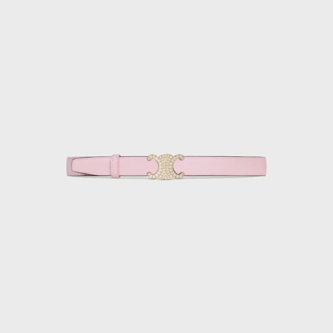 Triomphe Buckle in Brass with Strass & Reversible Strap 25Mm in Taurillon Triomphe Buckle in Brass with Strass & Reversible Strap 25Mm in Taurillon