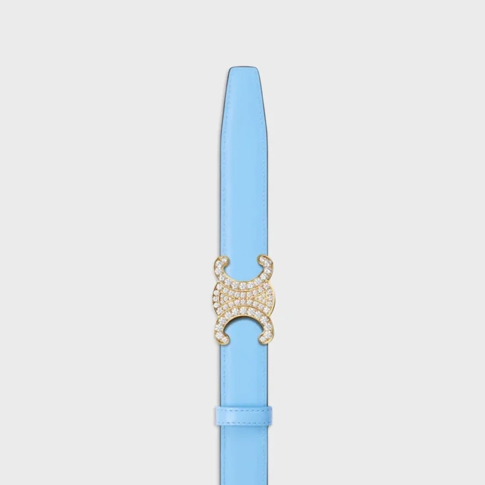 Triomphe Buckle in Brass with Strass & Reversible Strap 25Mm in Taurillon Triomphe Buckle in Brass with Strass & Reversible Strap 25Mm in Taurillon
