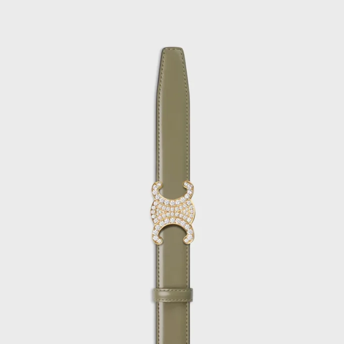 Triomphe Buckle in Brass with Strass & Reversible Strap 25Mm in Taurillon Triomphe Buckle in Brass with Strass & Reversible Strap 25Mm in Taurillon