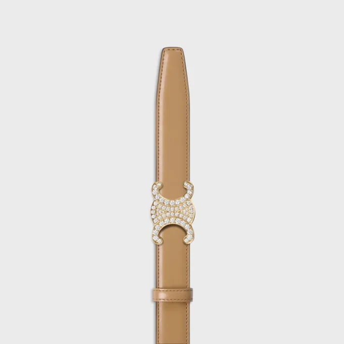Triomphe Buckle in Brass with Strass & Reversible Strap 25Mm in Taurillon Triomphe Buckle in Brass with Strass & Reversible Strap 25Mm in Taurillon