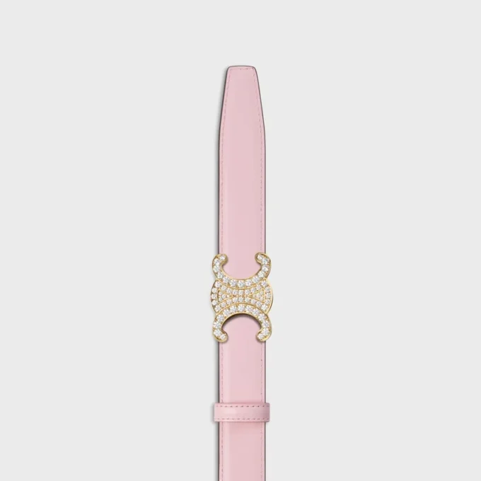 Triomphe Buckle in Brass with Strass & Reversible Strap 25Mm in Taurillon Triomphe Buckle in Brass with Strass & Reversible Strap 25Mm in Taurillon