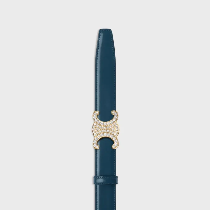 Triomphe Buckle in Brass with Strass & Reversible Strap 25Mm in Taurillon and Natural Calfskin Triomphe Buckle in Brass with Strass & Reversible Strap 25Mm in Taurillon and Natural Calfskin