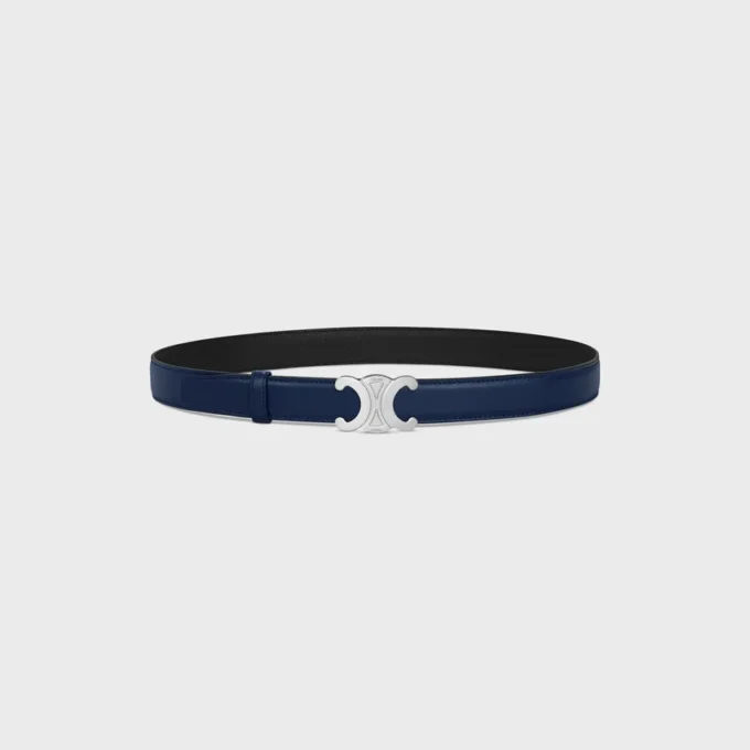 Triomphe Buckle in Metal & Reversible Strap 25Mm in Smooth and Grained Calfskin Triomphe Buckle in Metal & Reversible Strap 25Mm in Smooth and Grained Calfskin