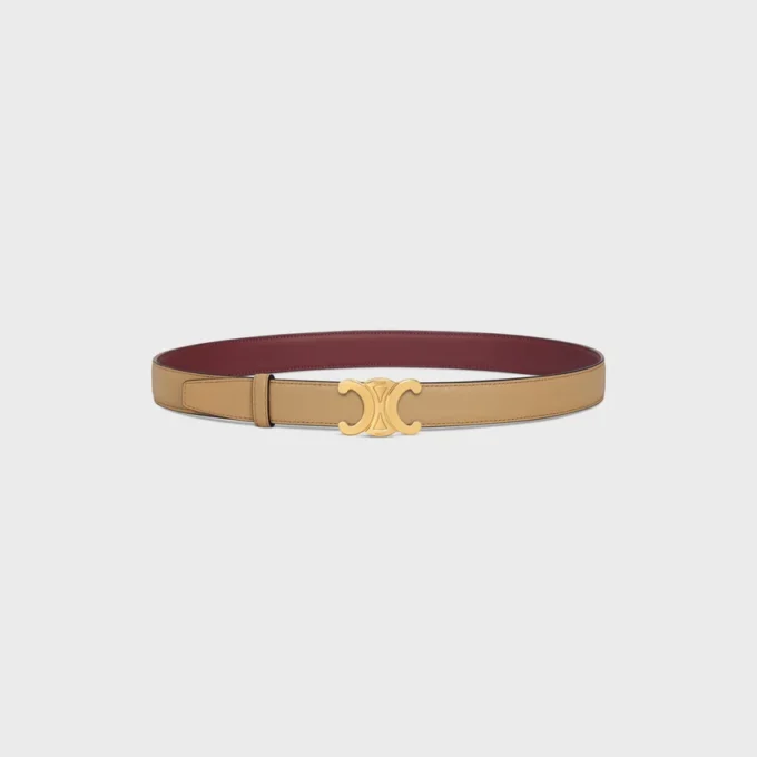 Triomphe Buckle in Metal & Reversible Strap 25Mm in Smooth and Grained Calfskin Triomphe Buckle in Metal & Reversible Strap 25Mm in Smooth and Grained Calfskin