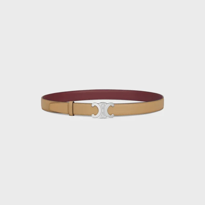Triomphe Buckle in Metal & Reversible Strap 25Mm in Smooth and Grained Calfskin Triomphe Buckle in Metal & Reversible Strap 25Mm in Smooth and Grained Calfskin