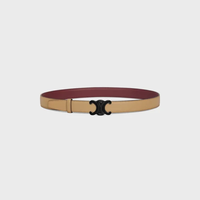 Triomphe Buckle in Metal & Reversible Strap 25Mm in Smooth and Grained Calfskin Triomphe Buckle in Metal & Reversible Strap 25Mm in Smooth and Grained Calfskin