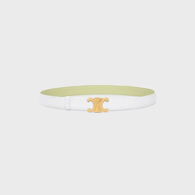 Triomphe Buckle in Metal & Reversible Strap 25Mm in Smooth and Grained Calfskin Triomphe Buckle in Metal & Reversible Strap 25Mm in Smooth and Grained Calfskin