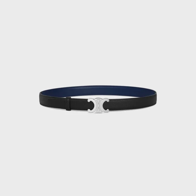 Triomphe Buckle in Metal & Reversible Strap 25Mm in Smooth and Grained Calfskin Triomphe Buckle in Metal & Reversible Strap 25Mm in Smooth and Grained Calfskin