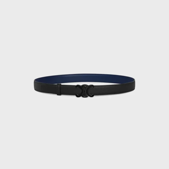 Triomphe Buckle in Metal & Reversible Strap 25Mm in Smooth and Grained Calfskin Triomphe Buckle in Metal & Reversible Strap 25Mm in Smooth and Grained Calfskin