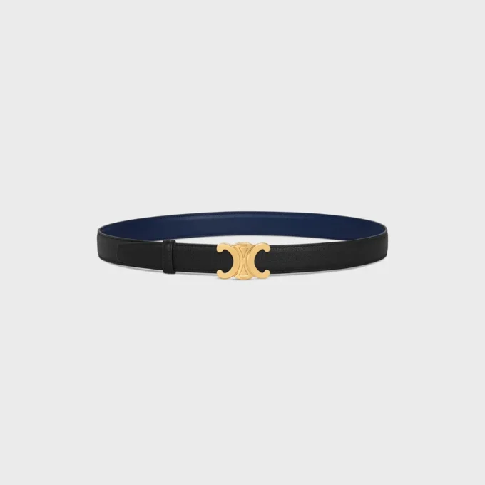 Triomphe Buckle in Metal & Reversible Strap 25Mm in Smooth and Grained Calfskin Triomphe Buckle in Metal & Reversible Strap 25Mm in Smooth and Grained Calfskin