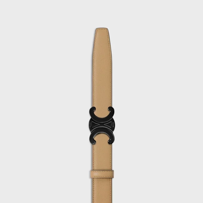 Triomphe Buckle in Metal & Reversible Strap 25Mm in Smooth and Grained Calfskin Triomphe Buckle in Metal & Reversible Strap 25Mm in Smooth and Grained Calfskin