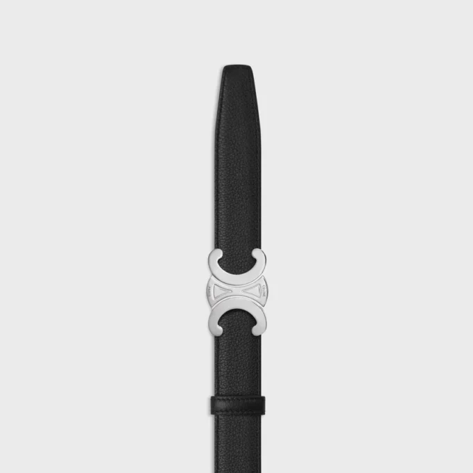 Triomphe Buckle in Metal & Reversible Strap 25Mm in Smooth and Grained Calfskin Triomphe Buckle in Metal & Reversible Strap 25Mm in Smooth and Grained Calfskin