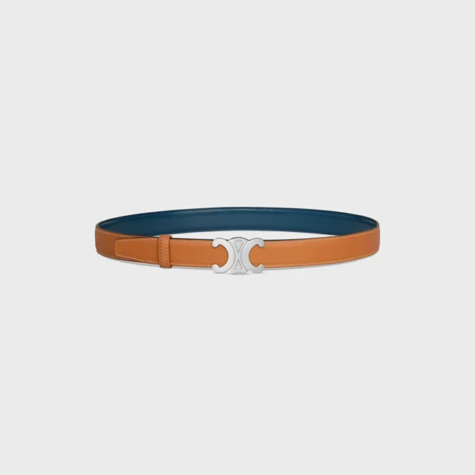 Triomphe Buckle in Metal & Reversible Strap 25Mm in Taurillon and Natural Calfskin Triomphe Buckle in Metal & Reversible Strap 25Mm in Taurillon and Natural Calfskin