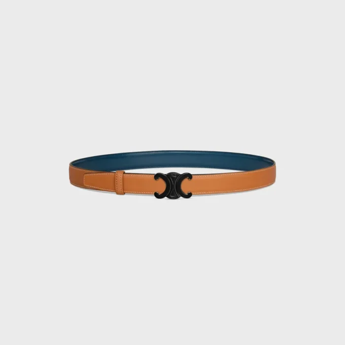 Triomphe Buckle in Metal & Reversible Strap 25Mm in Taurillon and Natural Calfskin Triomphe Buckle in Metal & Reversible Strap 25Mm in Taurillon and Natural Calfskin