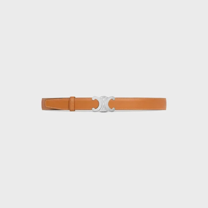 Triomphe Buckle in Metal & Reversible Strap 25Mm in Taurillon and Natural Calfskin Triomphe Buckle in Metal & Reversible Strap 25Mm in Taurillon and Natural Calfskin