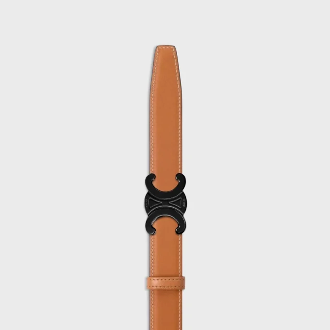 Triomphe Buckle in Metal & Reversible Strap 25Mm in Taurillon and Natural Calfskin Triomphe Buckle in Metal & Reversible Strap 25Mm in Taurillon and Natural Calfskin