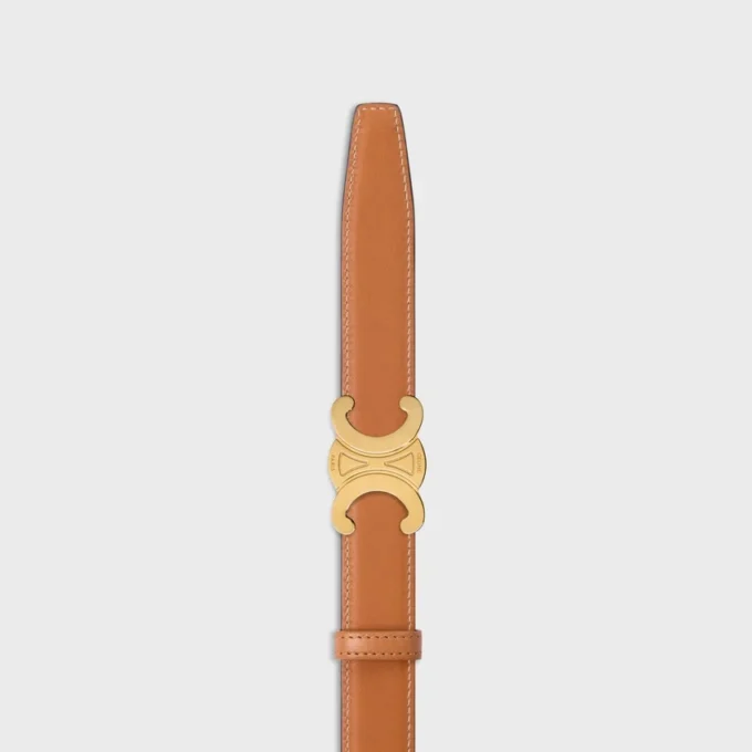 Triomphe Buckle in Metal & Reversible Strap 25Mm in Taurillon and Natural Calfskin Triomphe Buckle in Metal & Reversible Strap 25Mm in Taurillon and Natural Calfskin