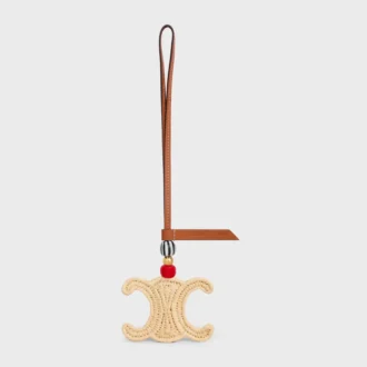 triomphe charm in raffia and natural calfskin 1 330x330 - Triomphe Charm in Raffia and Natural Calfskin
