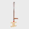Triomphe Charm in Raffia and Natural Calfskin